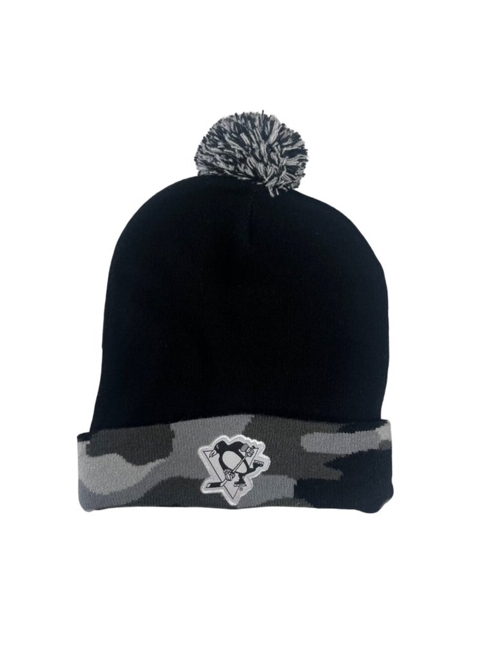 84 Lumber Pittsburgh Penguins Knit Beanie Pom Camo Hockey Winter Hat Black